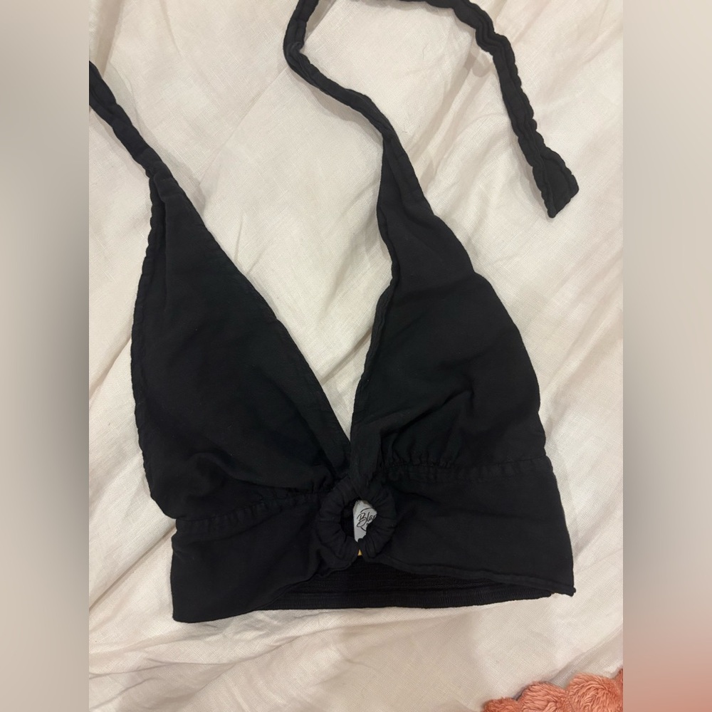 Black Halter crop top